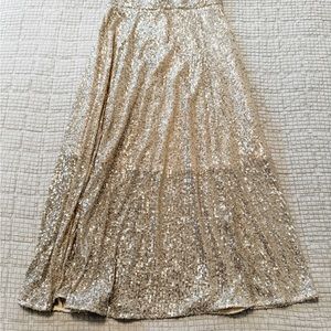 Silver sequin midi skirt